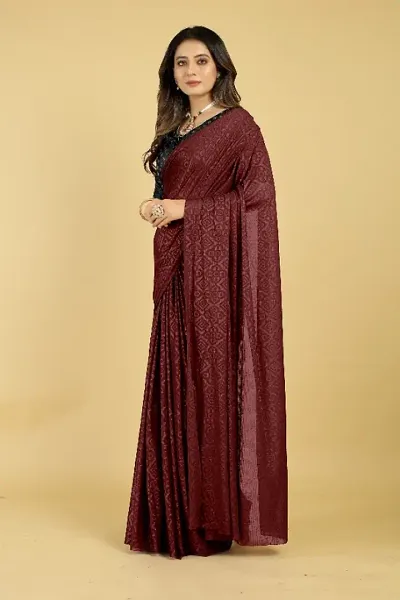 Bandhani Embossed Saree With Blouse Piece