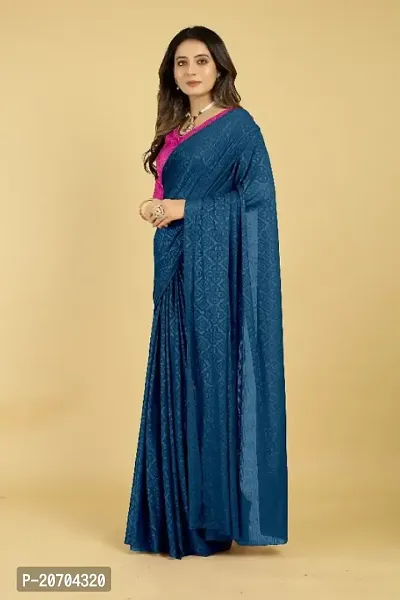 Bandhani Embossed Saree With Blouse Piece-thumb0