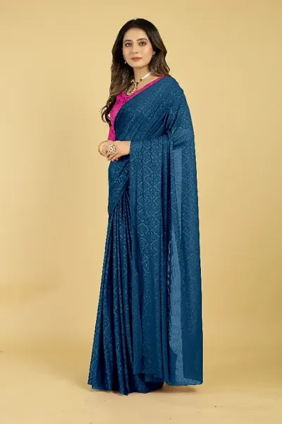 Bandhani Embossed Saree With Blouse Piece