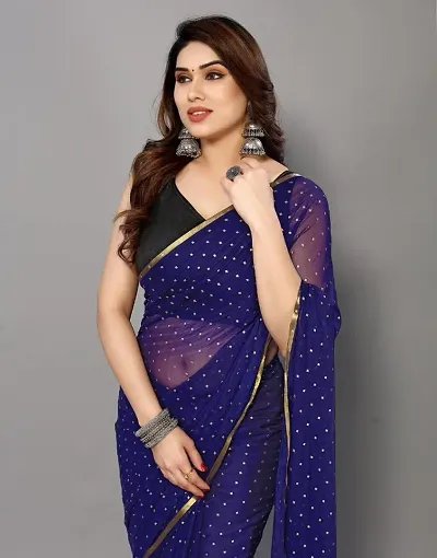 Marvelous Satin Crepe Black Color Saree With Contrast Blouse