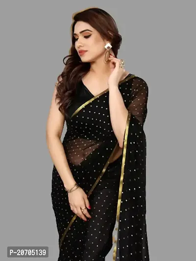 Chiffon Dewdrop Saree with Black Blouse piece