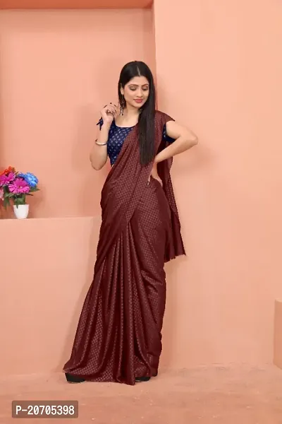 Stylish Brown Silk Blend Embellished Saree with Blouse piece For Women-thumb0