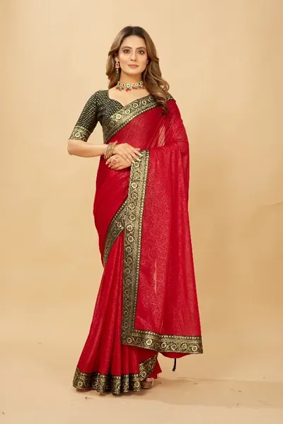 Silk Blend Embossed Saree With Blouse Piece