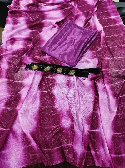 Embossed Tie Dye Shibori Saree With Handwork Belt and Blouse Piece