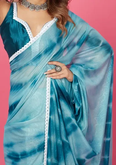 New Inn!! Chiffon Printed Sarees with Blouse Piece