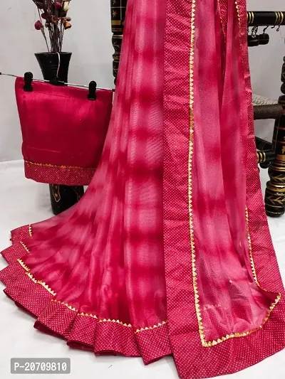 Stylish Pink Lycra Tie  Dye Saree with Blouse piece For Women