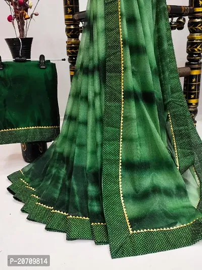 Stylish Dark Green Lycra Tie  Dye Saree with Blouse piece For Women-thumb0