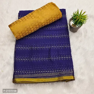 Chiffon Embellished Saree With Jacquard Blouse Piece