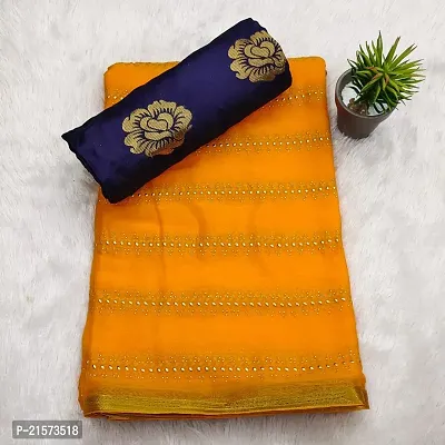 Stylish Chiffon Saree With Woven Blouse Piece-thumb0