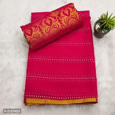 Chiffon Embellished Saree With Matching Blouse Piece