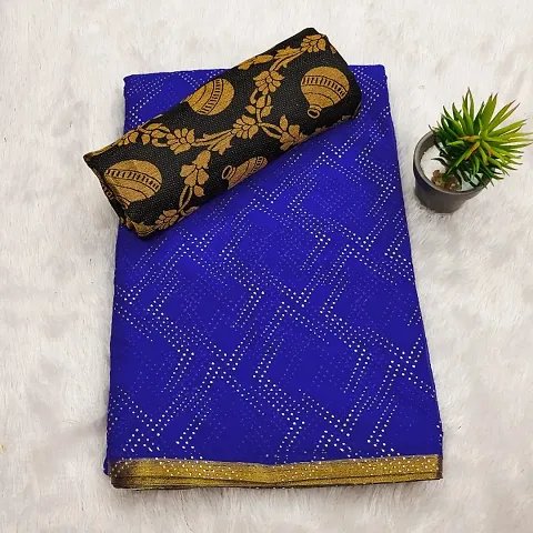 Beautiful Embellished Stone Work Chiffon Sarees With Blouse Piece