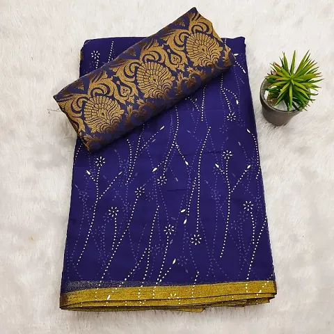 New Embellished Chiffon Sarees With Blouse Piece