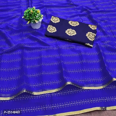 Chiffon Embelllished Saree With Blouse Piece-thumb0