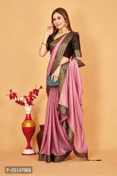 Black Lace Border Silk Blend Saree With Blouse Piece