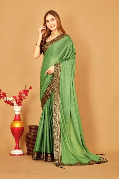 Lace Border Silk Blend Saree With Blouse Piece