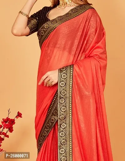 Classic Silk Blend Lace Border Saree with Blouse piece-thumb0