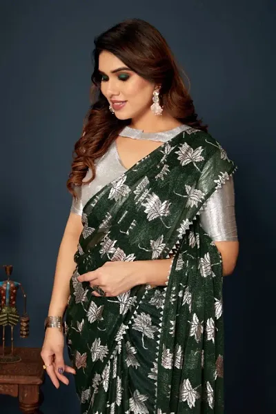 Silver Patti Embellished Sarees With Silver Blouse Piece