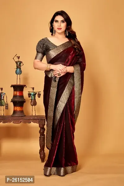 Black Lace Border Party Wear Saree With Blouse Piece-thumb0