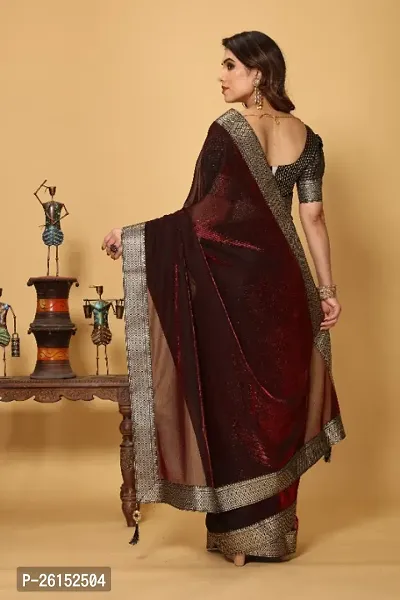 Black Lace Border Party Wear Saree With Blouse Piece-thumb2
