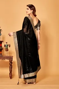 Black Lace Border Party Wear Saree With Blouse Piece-thumb1