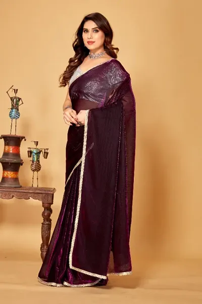 Party Wear Silk Blend Sarees With Blouse Piece
