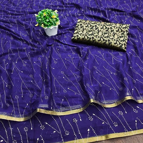 Nazmin Chiffon Embellished Sarees With Blouse Piece