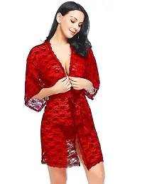 Nighty Womens Babydoll Nighty with Bikni Hot Dress(Red)-thumb2