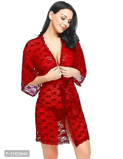 Nighty Womens Babydoll Nighty with Bikni Hot Dress(Red)-thumb3