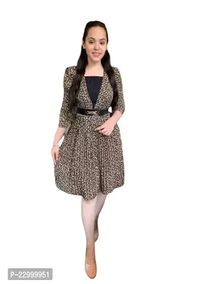 Classic Crepe Printed Dress for Women-thumb3