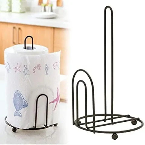 Iron Tissue Roll Paper Holder Stand Towel Holder Napkin Holder for Kitchen and Dining Table Black