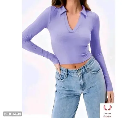 Stylish Purple Lycra Top For Women-thumb0