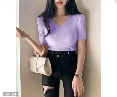 Stylish Purple Lycra Top For Women-thumb0