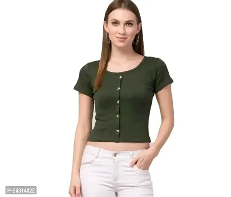 Stylish Green Lycra Top For Women-thumb0