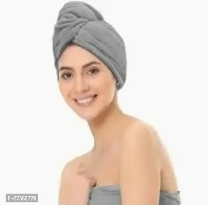 Microfiber Hair Wrap Towel for Women (Grey Color, Free Size) with Smooth Texture Super Absorbent Quick Dry Hair Turban for Drying Hair-thumb4