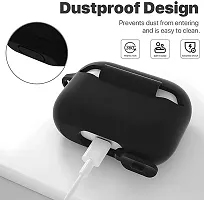 Earphone Case Cover Compatible for Airpods Pro 2 Case 2022, Soft Silicone Skin Case Cover Shock-Absorbing Protective Case with Keychain [Front LED Visible](Black)-thumb2