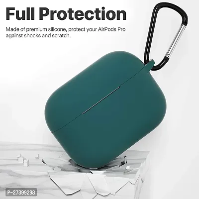 AirPods Pro Case Cover Portable Silicone Skin Cover with Keychain Carabiner (Supports Wireless Charging) Compatible with Airpods Pro (2019) - (Green)-thumb2