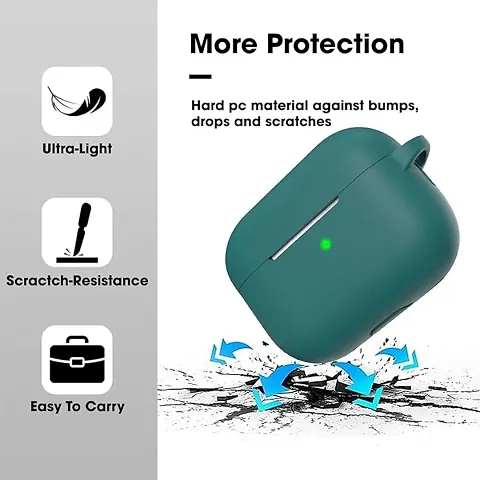 Airpods Pro 2 Case 2024, Soft Silicone Skin Case Cover Shock-Absorbing Protective Case with Keychain [Front LED Visible](Green)