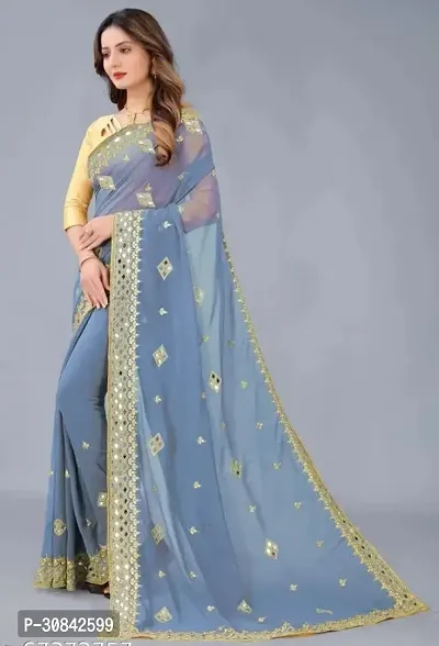 Stylish Georgette Saree with Blouse Piece-thumb0