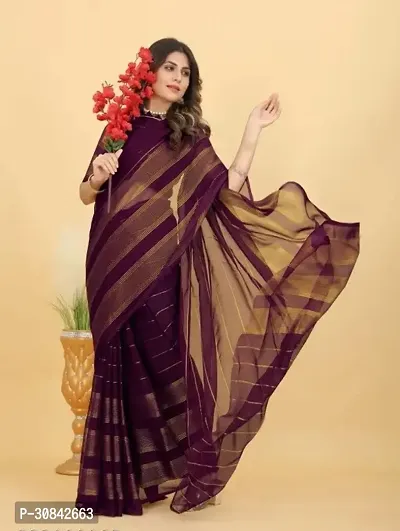 Stylish Chiffon Saree with Blouse Piece-thumb0