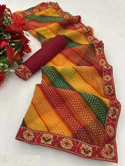 New In Georgette Saree with Blouse piece 