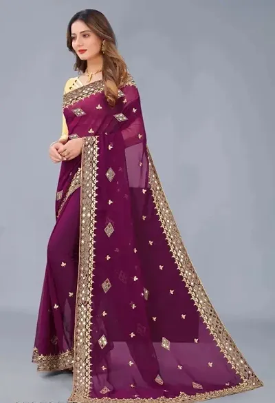 New In Georgette Saree with Blouse piece 