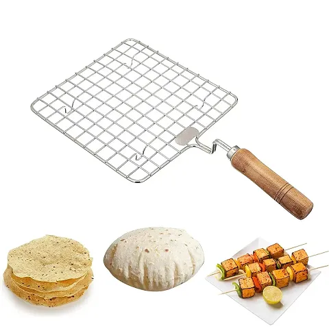 Hand Grill Bread Papad Roti Stand Roasting Rack (Square Shape) 1 Pc