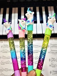 Unicorn Toy Water Glitter Beautiful Design Gel Pen For Kids Best Return Gift For Students (Set Of 4), Multi-thumb1