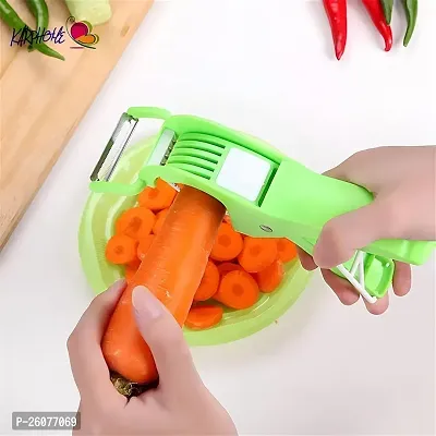 Plastic 2 in 1 Vegetable  Fruit Multi Cutter  Peeler,Veg Cutter Sharp Stainless Steel 5 Blade Vegetable Cutter with Peeler-thumb2