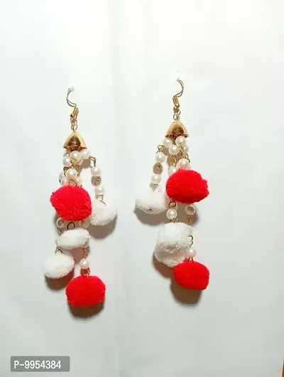 White puff hot sale ball earrings