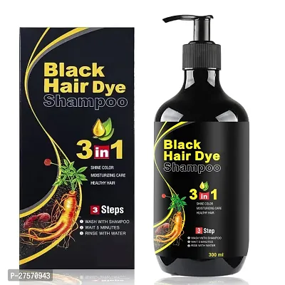 Herbal Hair Care 3 in 1 Hair Dye Instant Black Hair Shampoo for Women   Men 300ML-thumb0