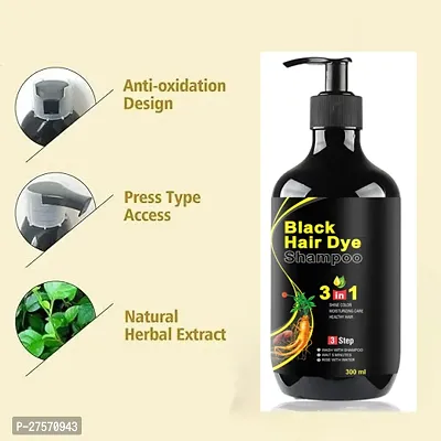 Herbal Hair Care 3 in 1 Hair Dye Instant Black Hair Shampoo for Women   Men 300ML-thumb3