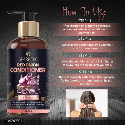 SPARKETIC RED ONION SHAMPOO Hair Care Kit for Hair Fall Control (Hair Shampoo + Hair Conditioner)[300ml + 300ml]-thumb4
