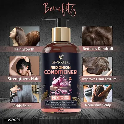 SPARKETIC RED ONION SHAMPOO Hair Care Kit for Hair Fall Control (Hair Shampoo + Hair Conditioner)[300ml + 300ml]-thumb5