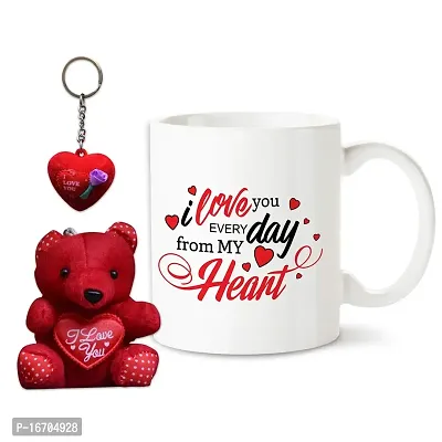 Bhakhand Valentine Day Gift Combo for Boyfriend, Girlfriend, Husband, Wife and His/Her - I Love You Every Day Coffee Mug+Teddy Bear+Key Chain